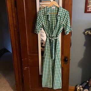 Green and white gingham dress